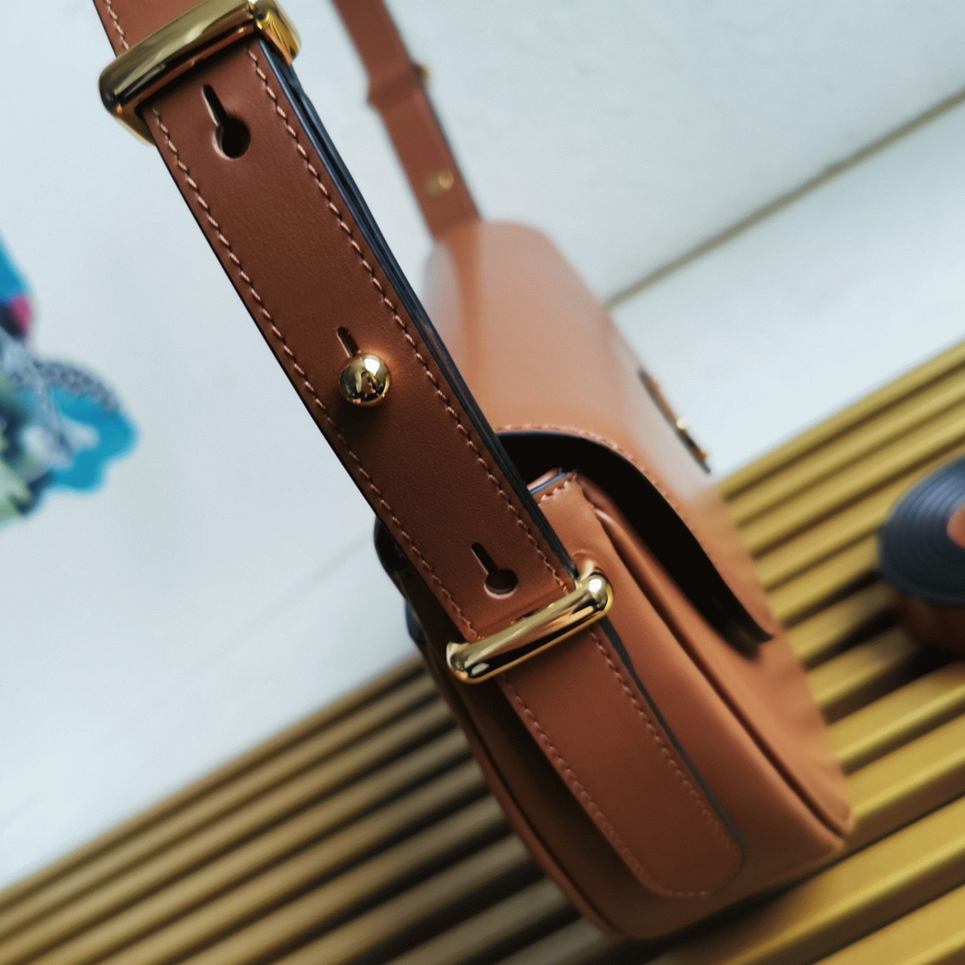 Pra*a Arque Shoulder Bag with Flap Fake in Brown