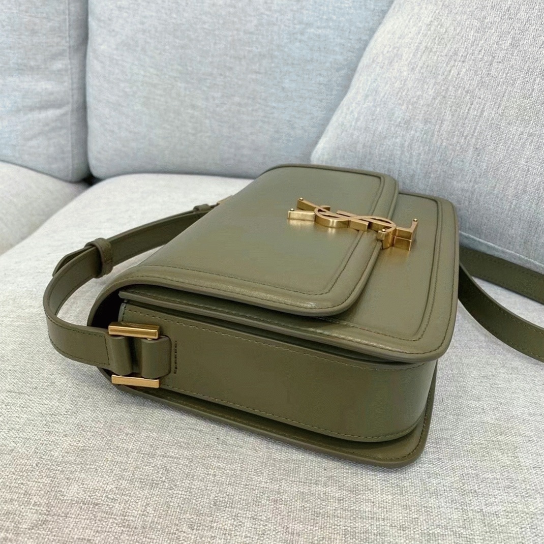Fake Sa1nt Lau*nt Medium Solferino Bag Khaki Green Calfskin