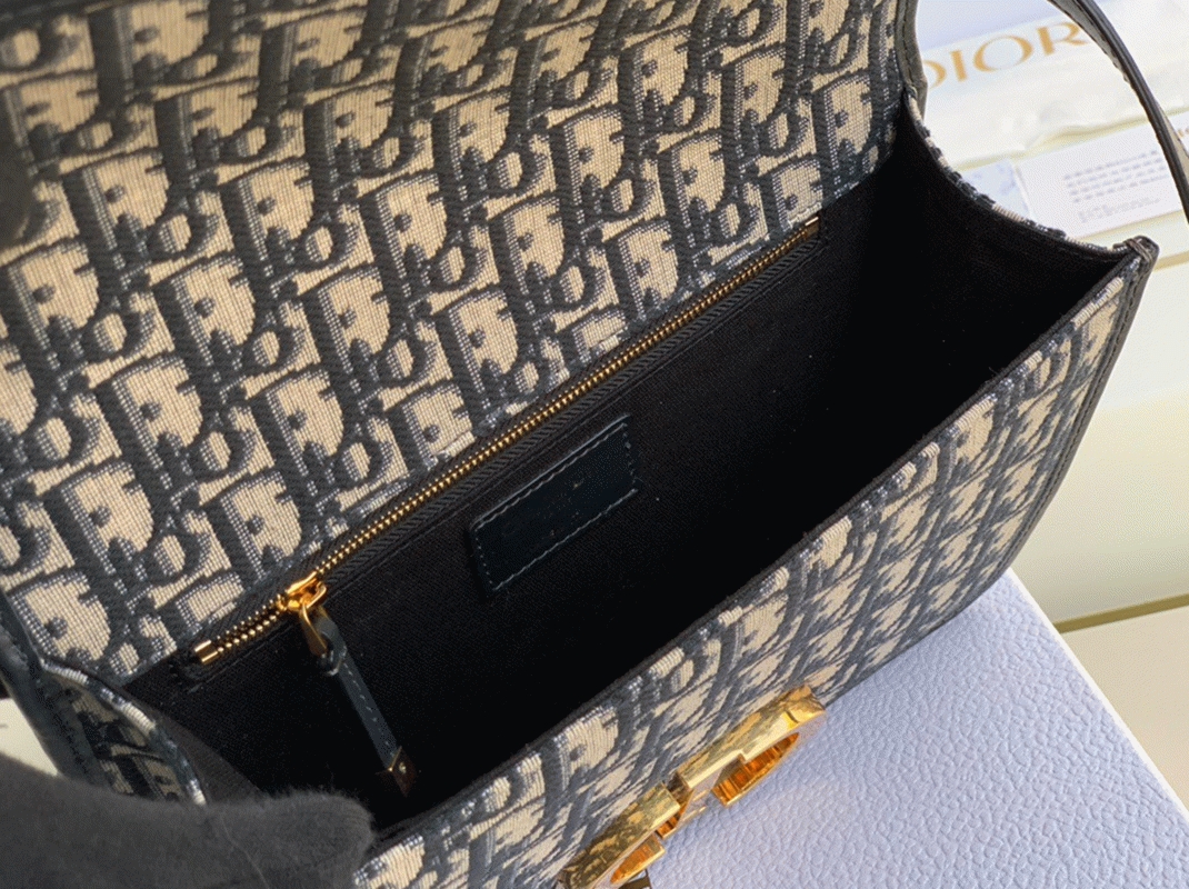 D10r 30 Montaigne Medium Bag Replica in Blue D10r Oblique Jacquard