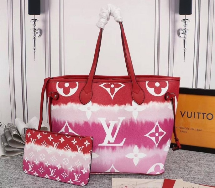 L0vis Vvtt0n Seasonal Escale Neverfull MM Tote In Rouge Red