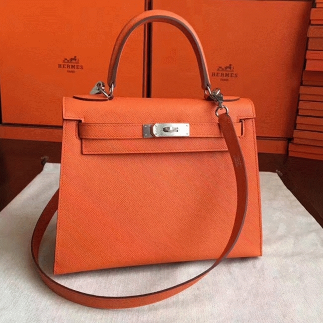 Orange Epsom Replica H**me5 Kelly Sellier 28cm Bright Handbag