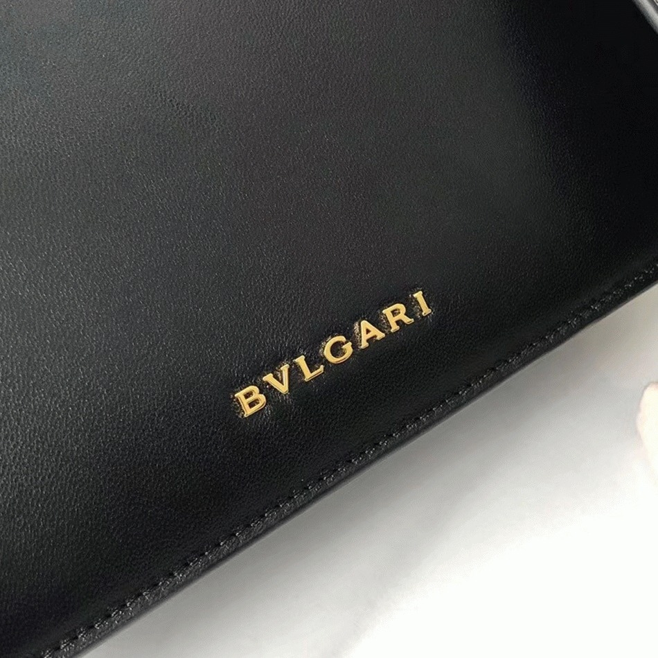 Fake Bv1g*ai Serpenti Forever Medium Crossbody Bag with Chain Black