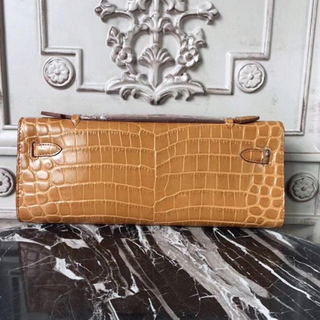 Camarel Crocodile Fake H**me5 Kelly Cut Clutch Rich Color Handbag