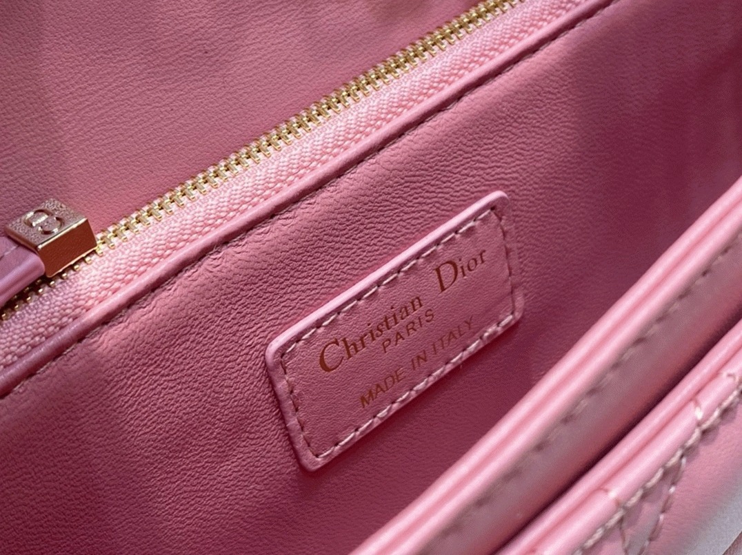 D10r Miss D10r Top Handle Bag Replica in Melocoton Pink Cannage Lambskin