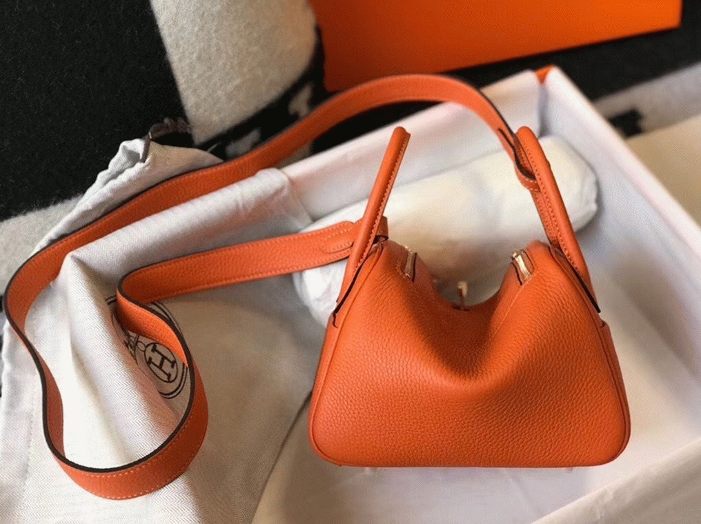 Replica H**me5 Lindy Mini handbag in orange color