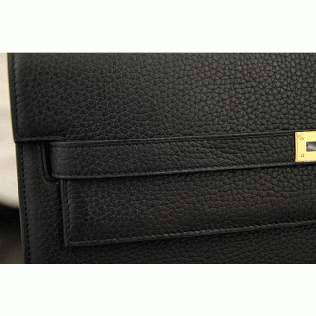 Black Calf Leather Replica Top H**me5 Kelly Depeche 38cm Professional Briefcase