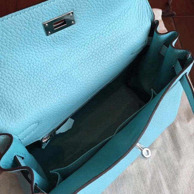 Blue Atoll Clemence Replica H**me5 Kelly 25cm Retourne Handbag