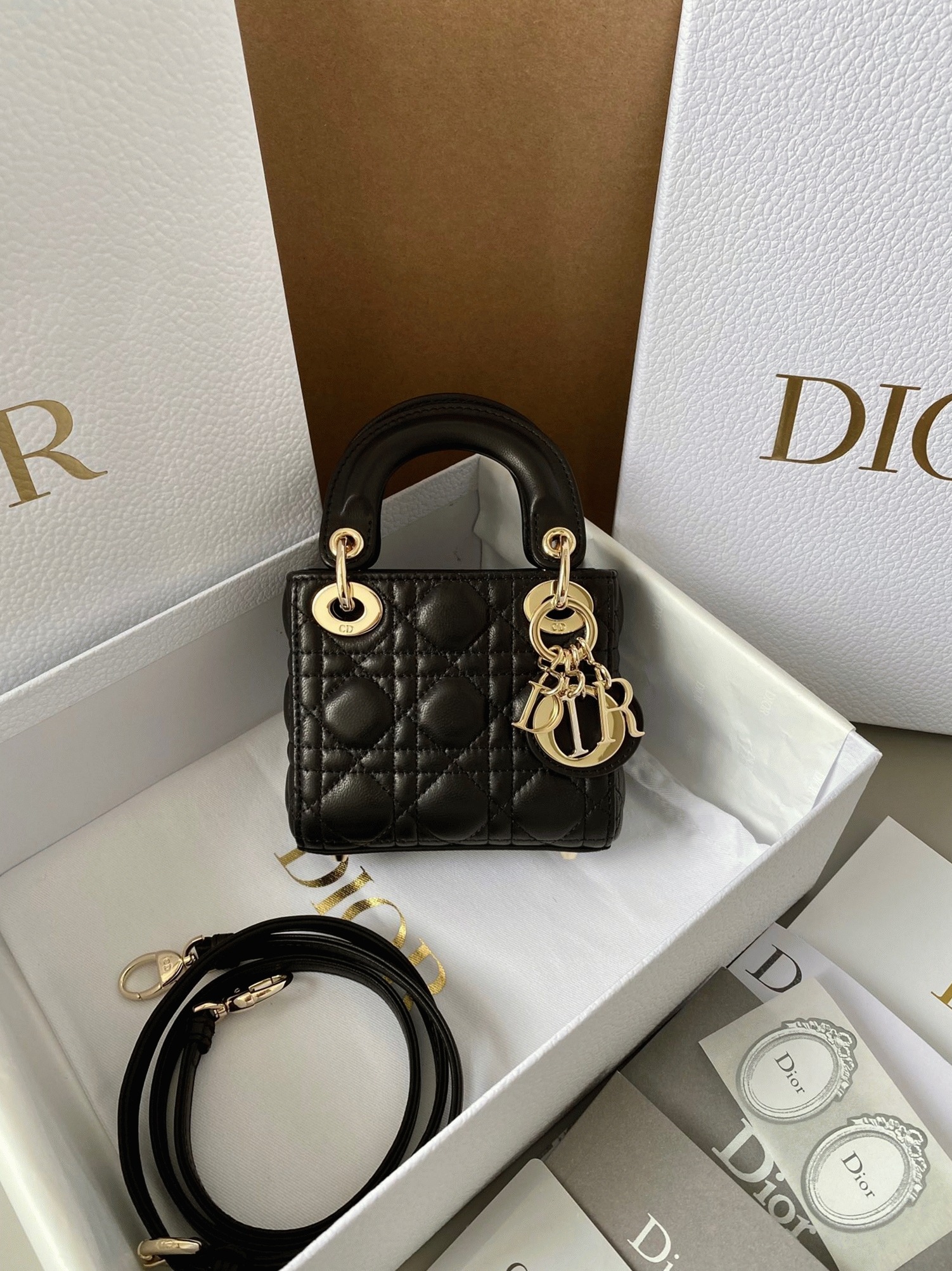D10r Lady D10r Micro Bag Fake in Black Cannage Lambskin