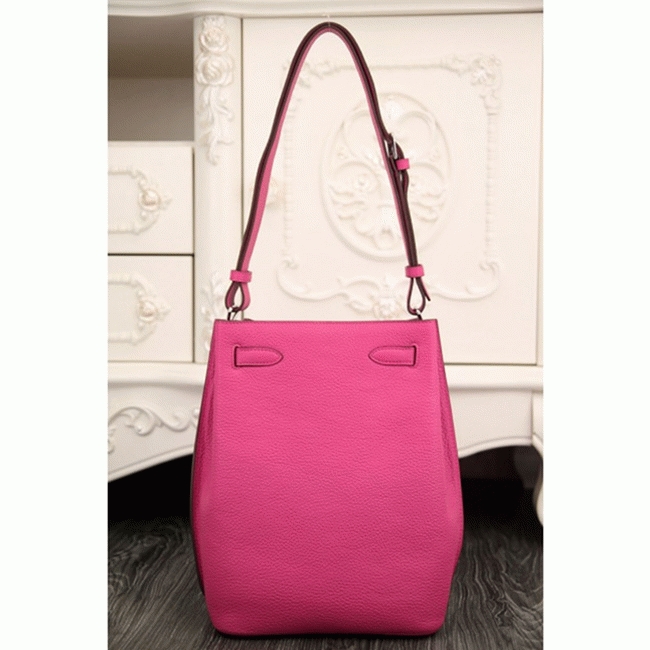 Rose Red Leather Replica H**me5 So Kelly 22cm Vivid Shoulder Bag