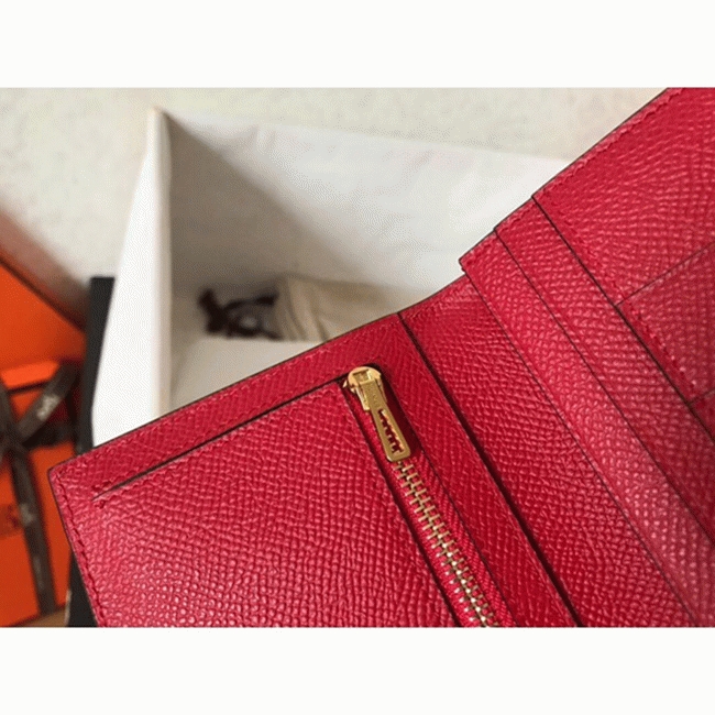 Red Epsom Fake H**me5 Bearn Wallet