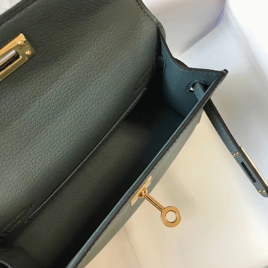 H**me5 Kelly Mini II Bag Fake in Vert Amand