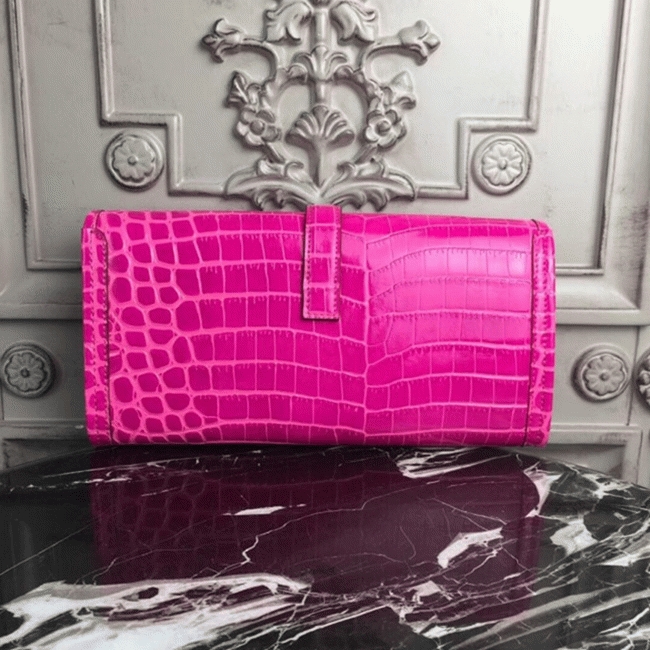 Rose Red Crocodile Leather Replica H**me5 Jige Elan 29 Elegant Clutch