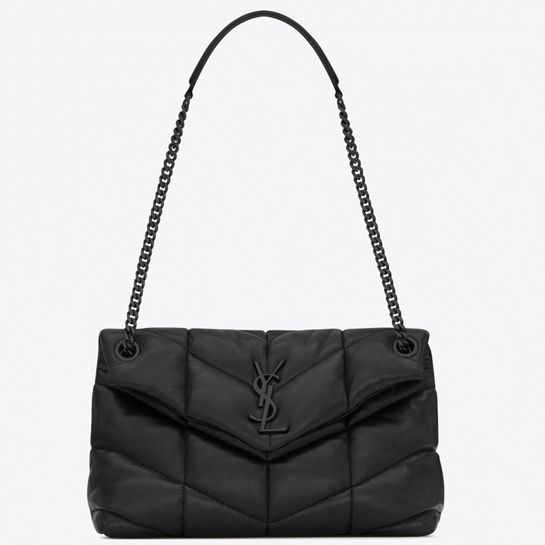 Replica Sa1nt Lau*nt Puffer Small Chain All Black Bag Quilted Lambskin