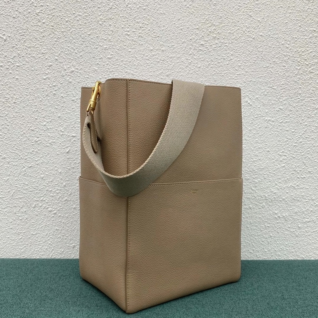 Top Quality Fake Ce1i*e Sangle Bucket Bag In Taupe Grained Calfskin