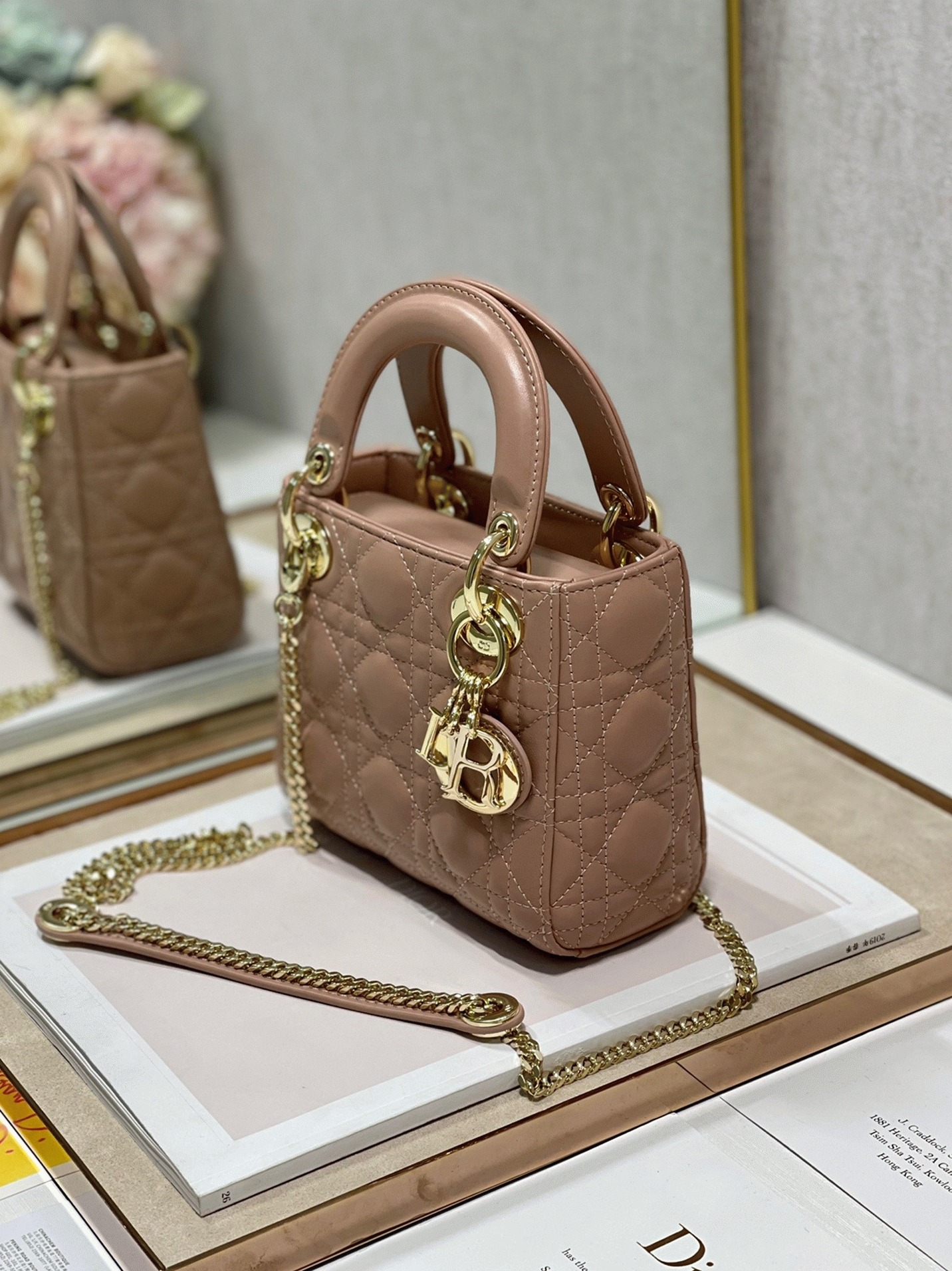 D10r Lady D10r Mini Bag Replica with Chain in Blush