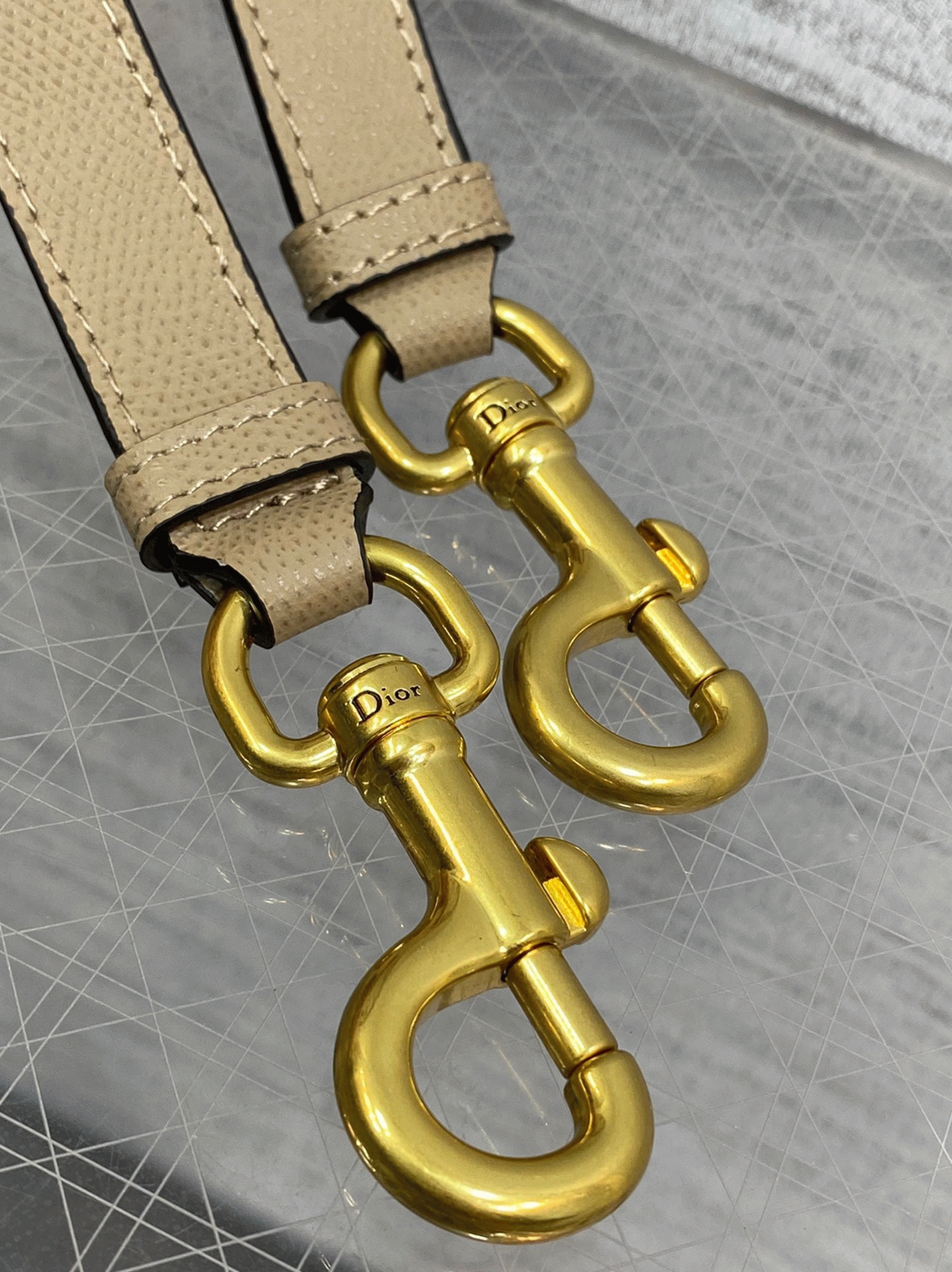 D10r Saddle Bag with Strap Replica in Sand Grained Calfskin