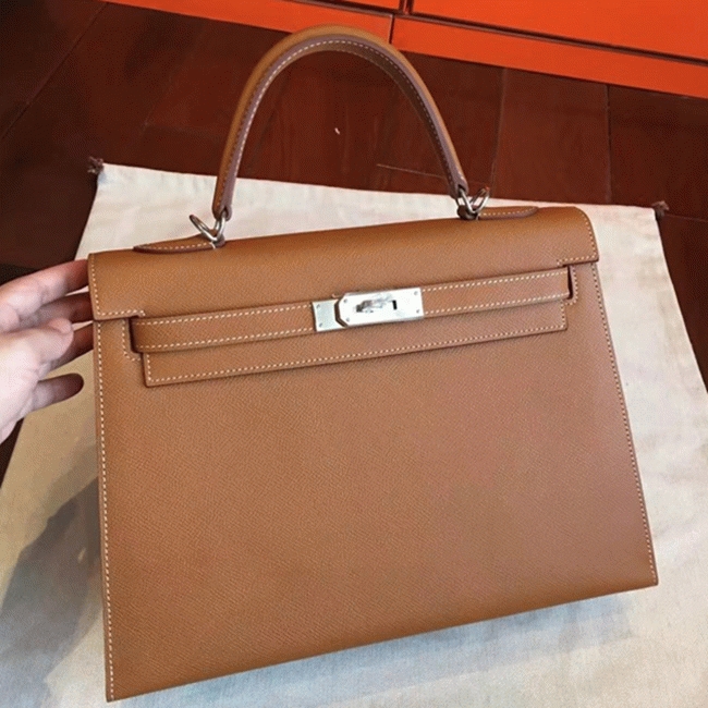 Brown Epsom Knockoff H**me5 Kelly 32cm Sellier Classic Purse