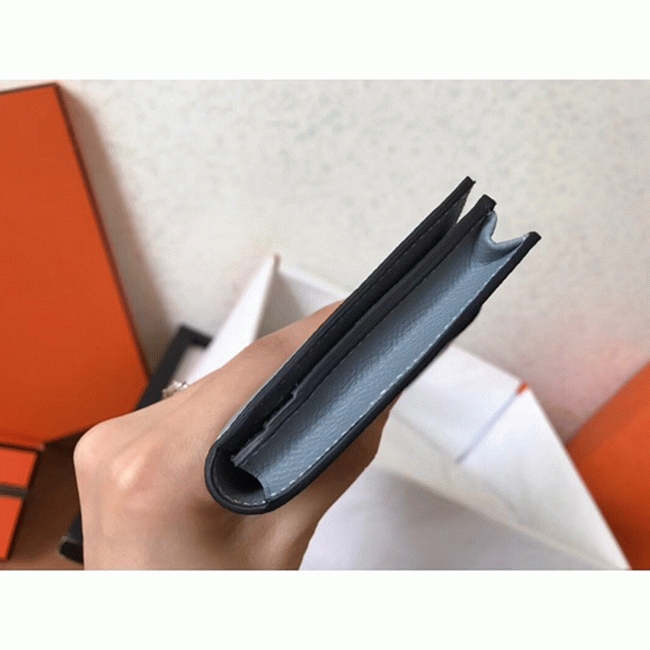 Blue Lin Epsom Fake H**me5 Bearn Wallet
