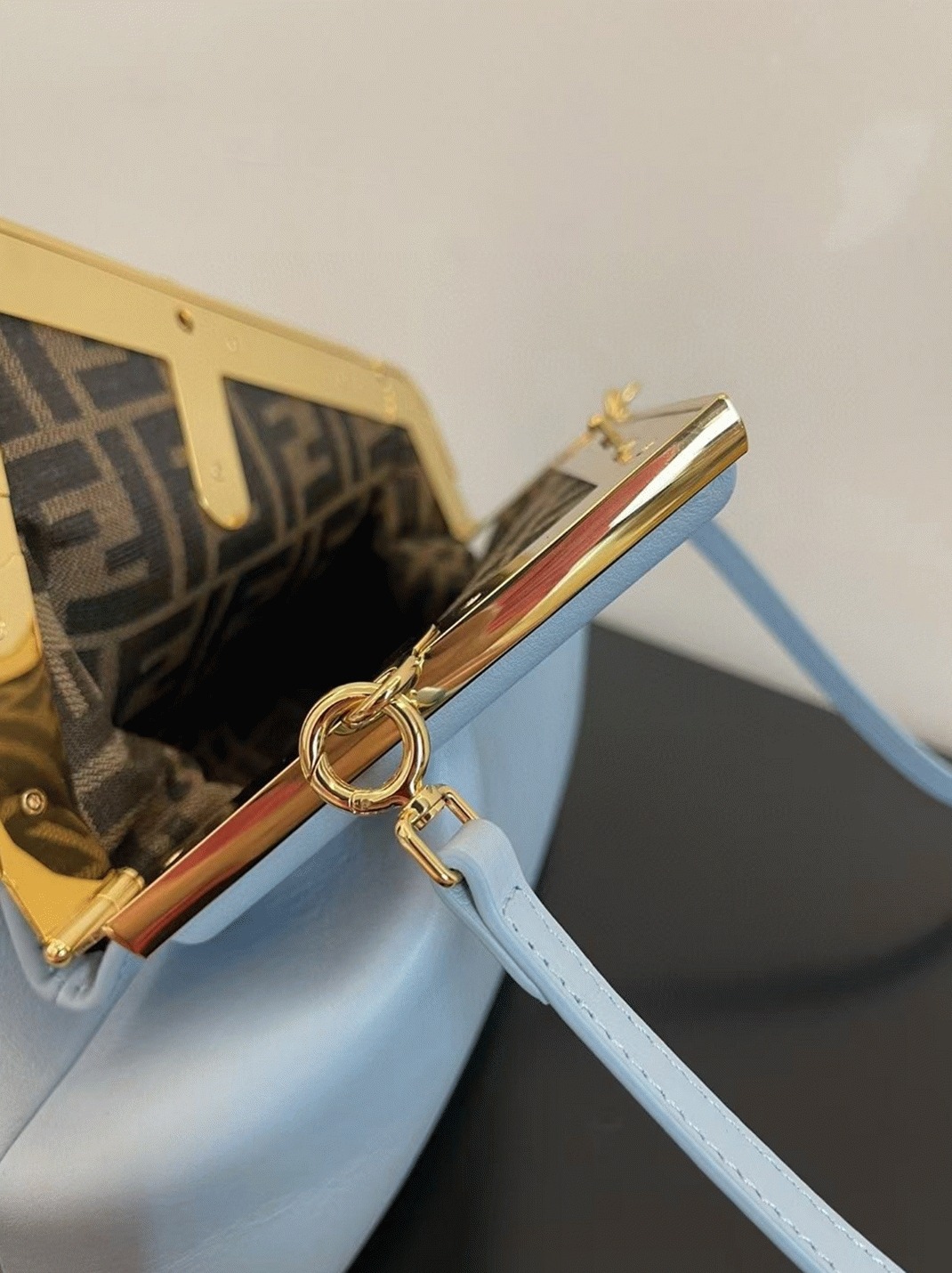 Top Quality Fake F**di First Medium Bag In Light Blue Nappa Leather