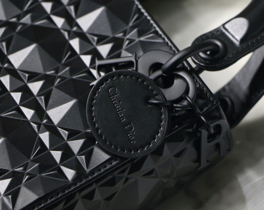 D10r Lady D10r Mini Bag in Black Calfskin with D1am0nd Motif
