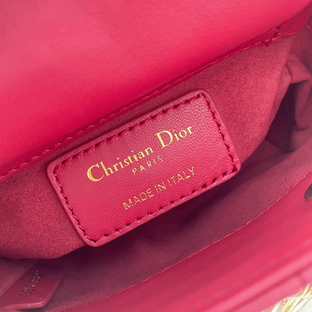 D10r Lady D10r Micro Bag Replica in Red Cannage Lambskin