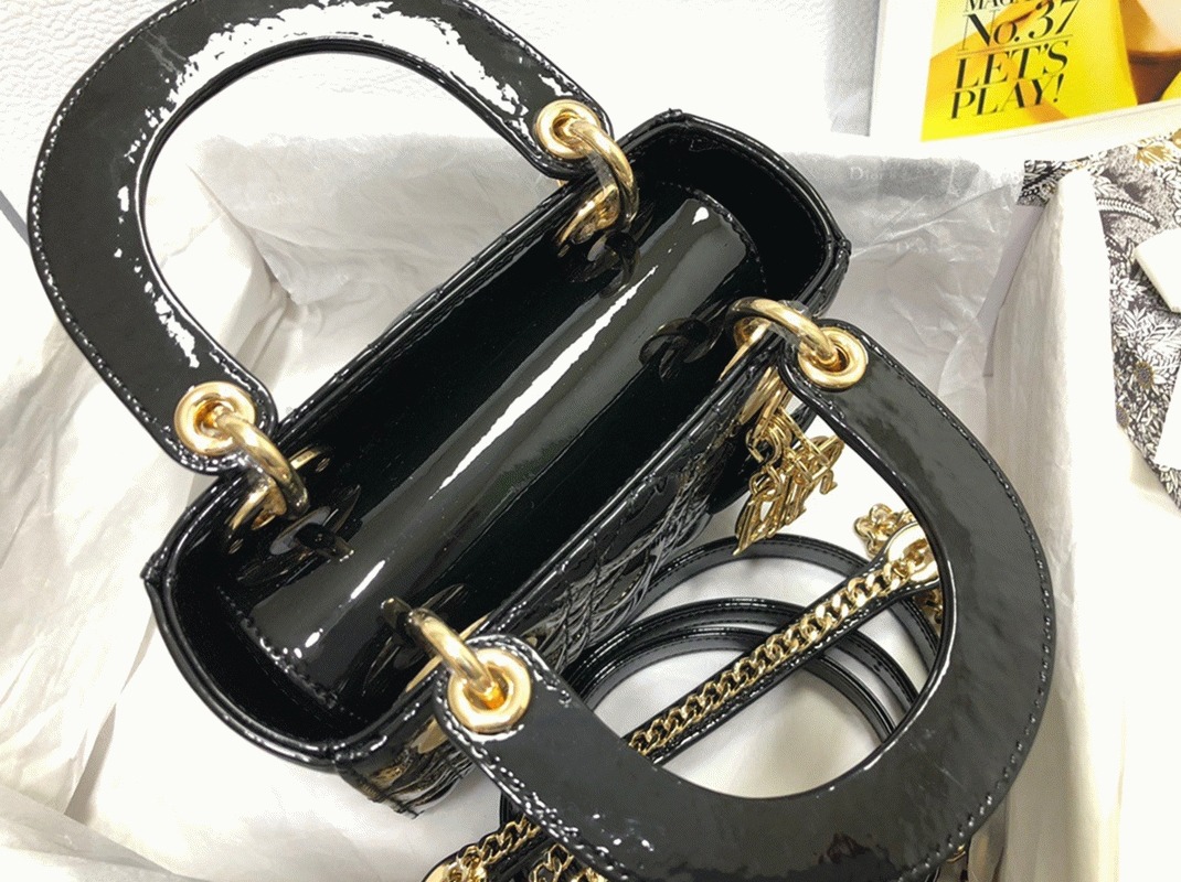 D10r Lady D10r Mini Chain Bag Replica with Chain in Black