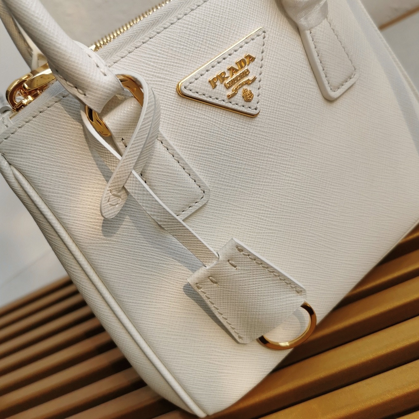 White Pra*a Mini Galleria Bag Fake