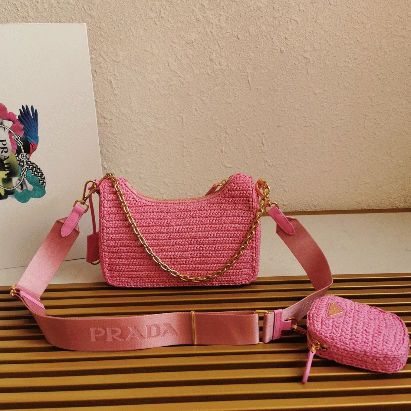 Pra*a Re-Edition Shoulder Bag Imitation in Pink