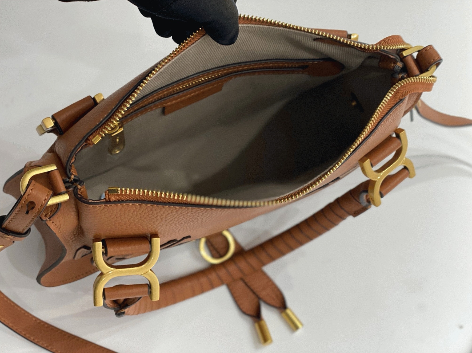 top quality replica Ch10e marcie small double carry bag in blue grained leather