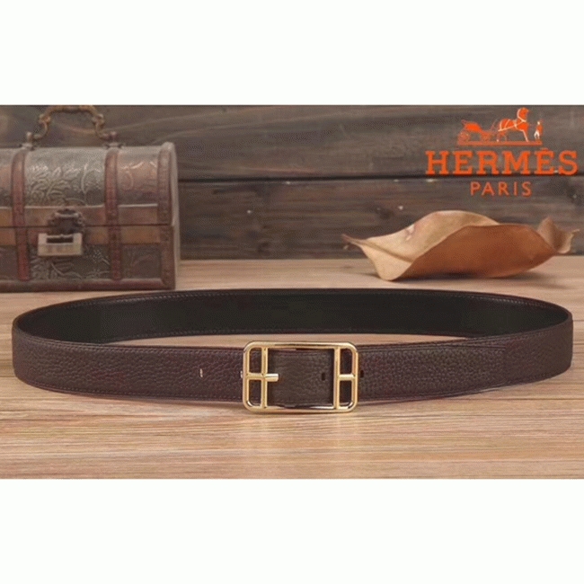 Luxury fake H**me5 chocolate-colored Cape Cod 32 reversible belt