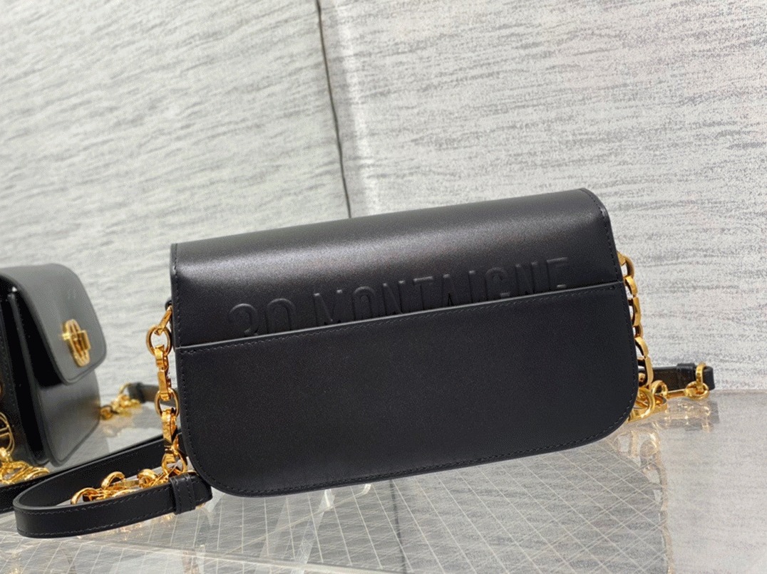 D10r 30 Montaigne Avenue Bag Knockoff in Black Box Calfskin