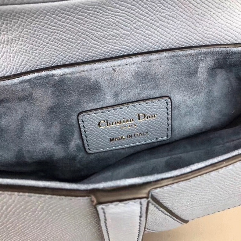 D10r Saddle Bag Knockoff in Sky Blue Grained Calfskin