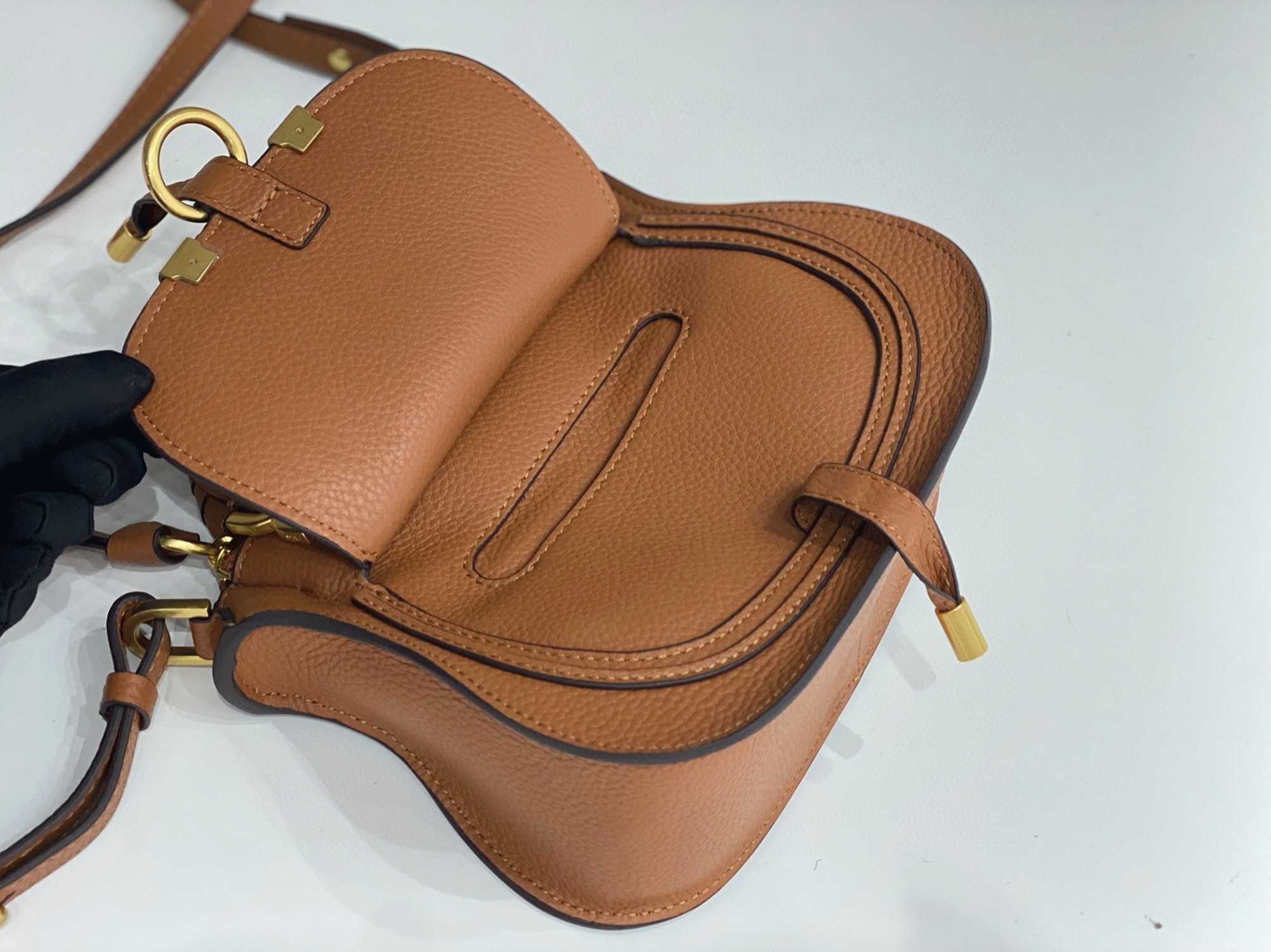 top quality replica Ch10e marcie mini double carry bag in brown grained leather