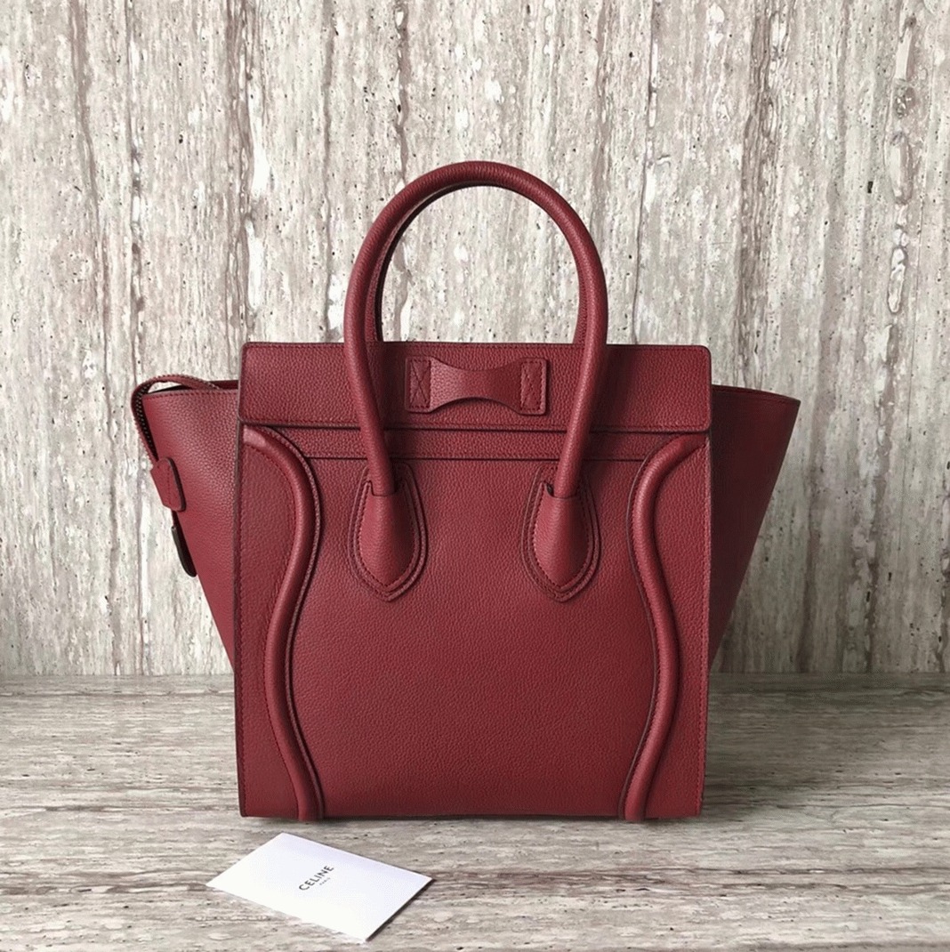 ce1i*e micro lU*gage tote bag knockoff in dark red