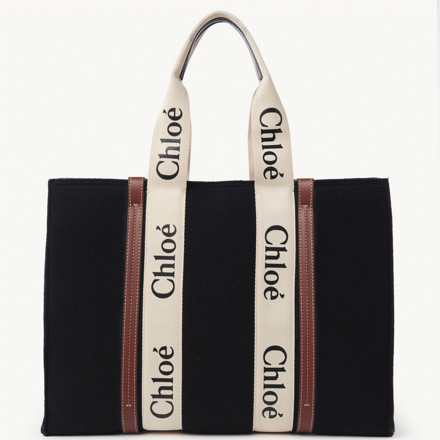 top quality faux Ch10e large woody tote bag in black felt