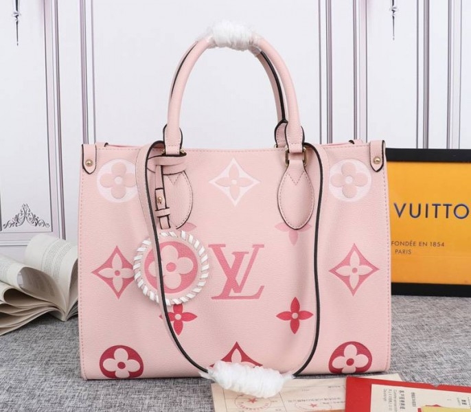 L0vis Vvtt0n Monogram Empreinte Leather Onthego MM Bag In Pink