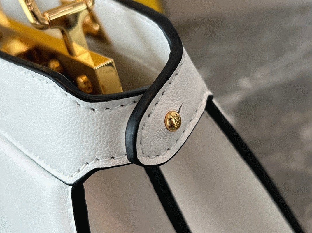 Top Quality Faux F**di Peekaboo ISeeU Petite Bag In White Nappa Leather