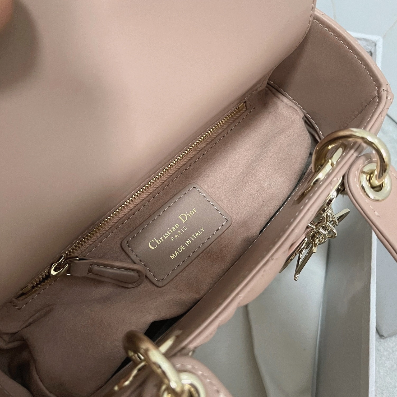 D10r Small Lady D10r My ABCD10r Bag Fake in Hazelnut Lambskin
