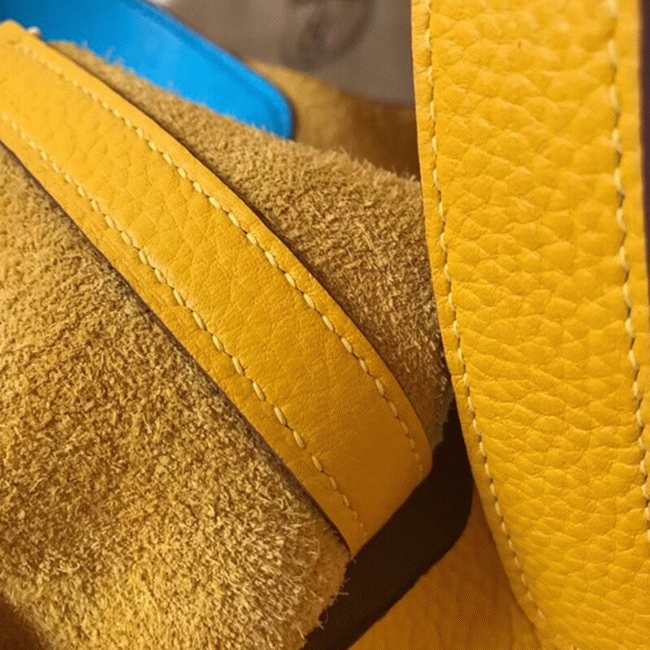 Yellow bicolor luxury copy H**me5 Picotin Lock 18cm handbag