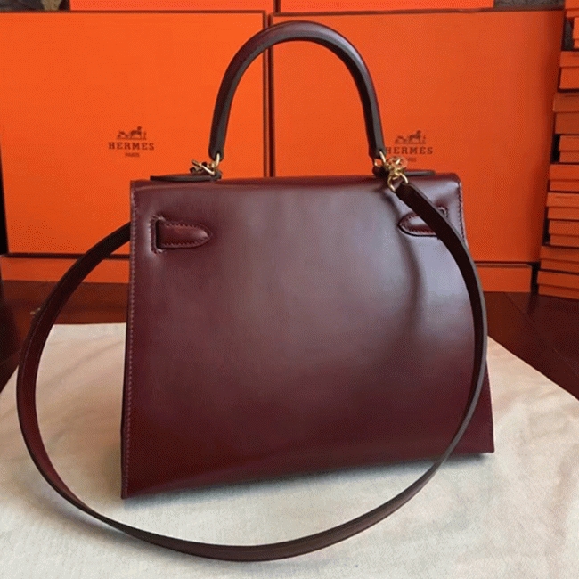 Bordeaux Box Fake Designer H**me5 Kelly Retourne 28cm Vintage-Inspired Bag