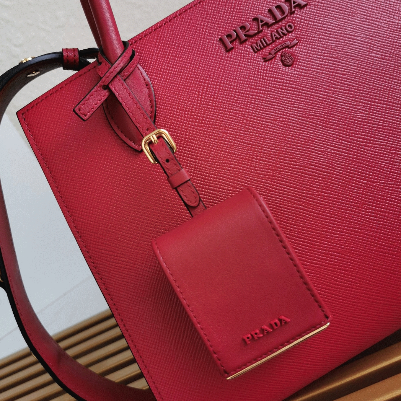 Pra*a Monochrome Medium Bag Replica in Red