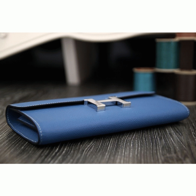 Jean blue knockoff H**me5 Constance wallet