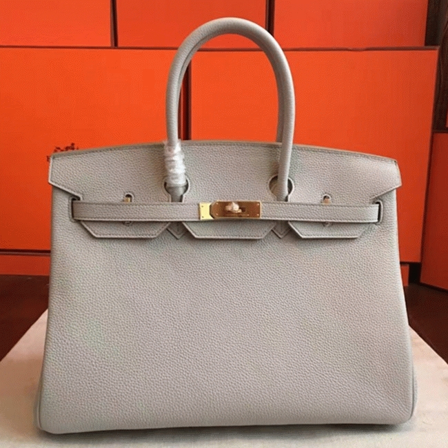 Pearl Grey Faux Luxury H**me5 Birkin 35cm Purse