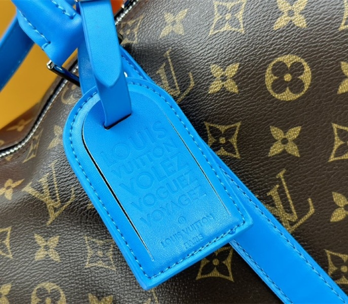L0vis Vvtt0n Monogram Macassar Canvas Keepall Bandouliere 50 In Gaston Blue