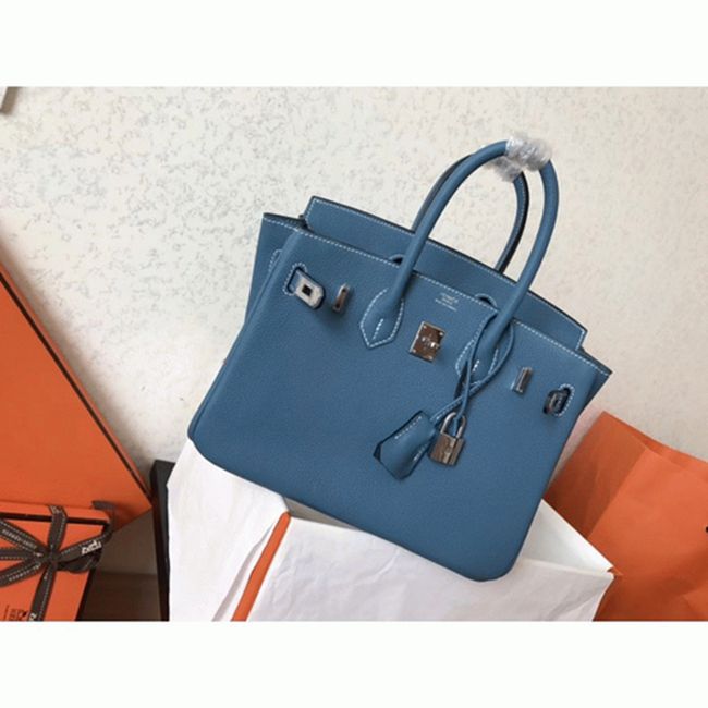 Luxury H**me5 Birkin 25cm Counterfeit in Blue Jean Color