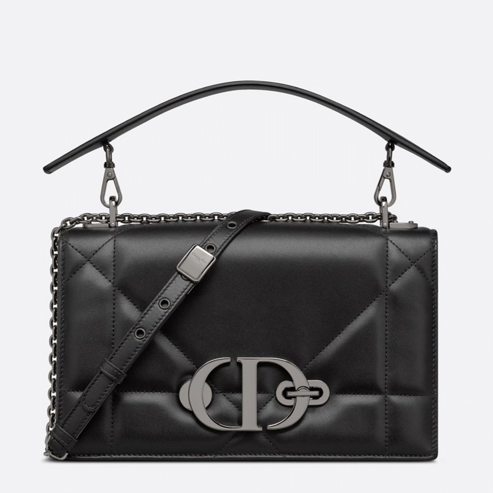 D10r 30 Montaigne Chain Bag with Handle Fake in Black Lambskin