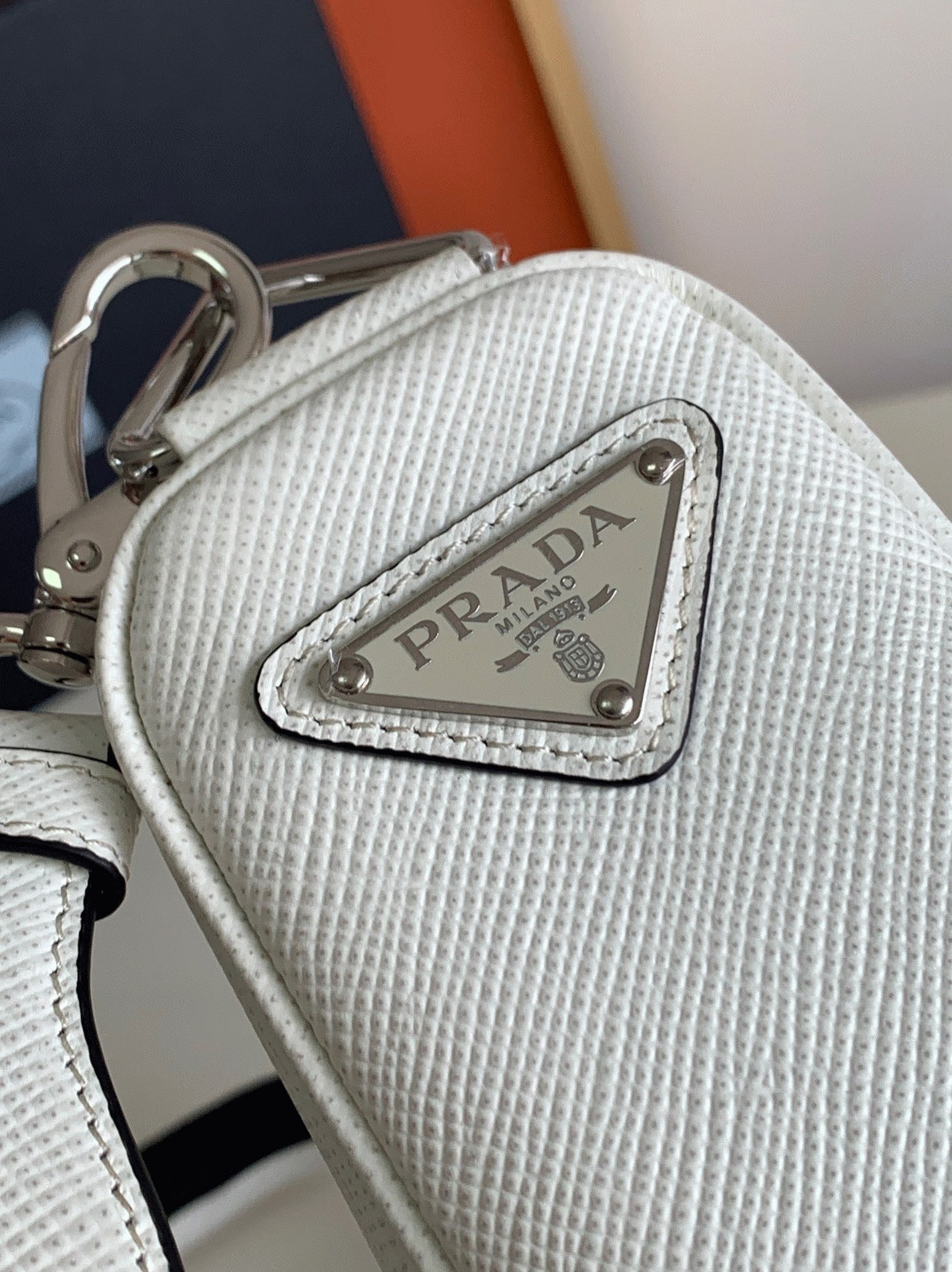 Pra*a Triangle Shoulder Bag Fake in White