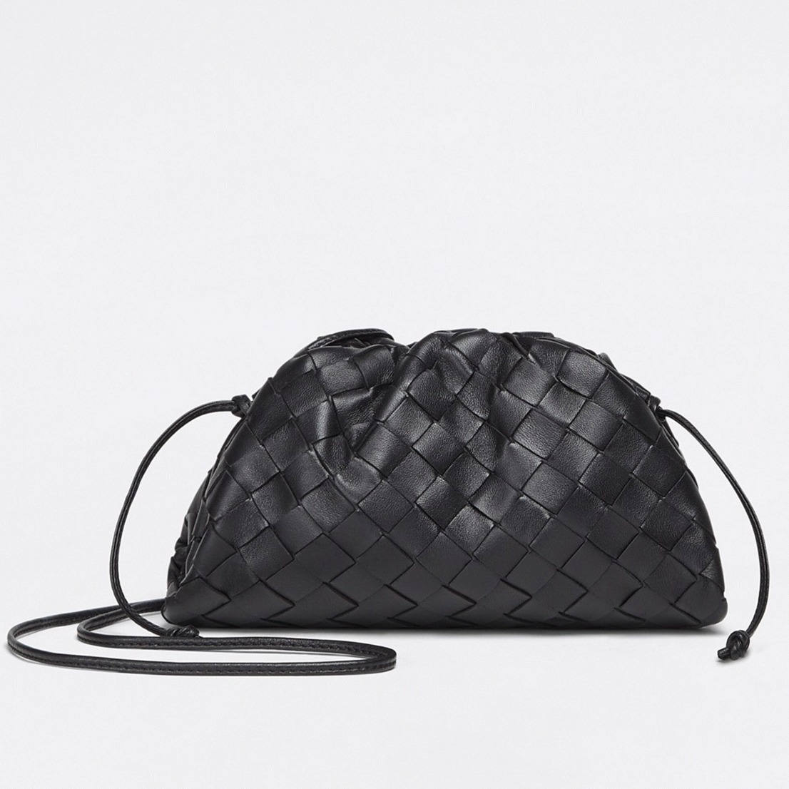 Knockoff B0tt*ga Ven*ta Mini Pouch with Strap Black