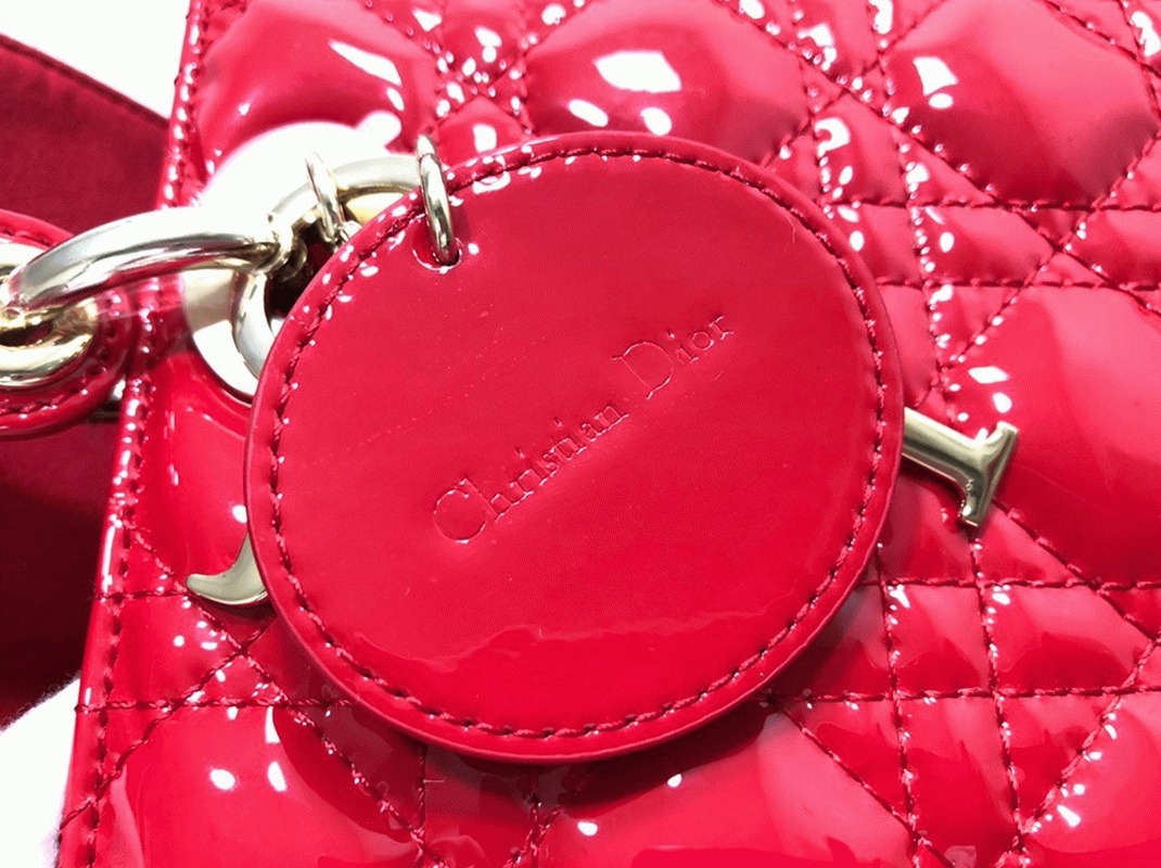 D10r Small Lady D10r Bag Replica in Red Patent Cannage Calfskin