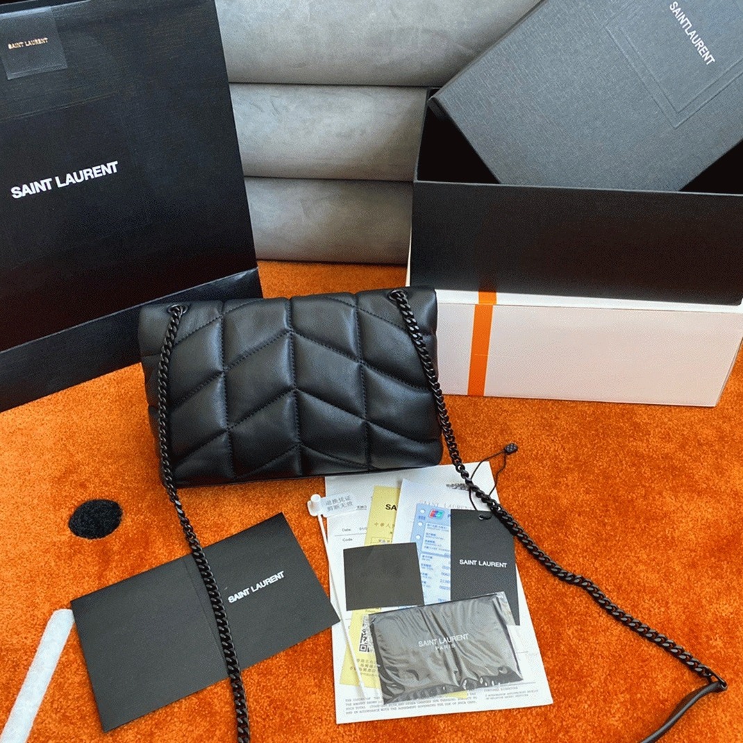 Replica Sa1nt Lau*nt Puffer Toy All Black Bag Quilted Lambskin